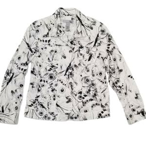 Chico's White Black Denim Jacket Size 1. M/8